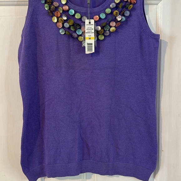 NWT Women’s Joseph A Qu'est Cequec EST Purple Shell Embellished Tank Top Sz M - Picture 3 of 9